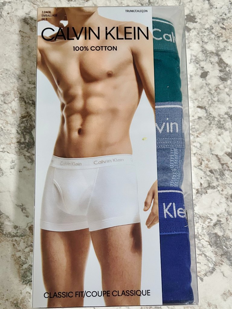 New Men's Calvin Klein Nb4002-405 100% Cotton 3 Pack Trunk Underwear Large L